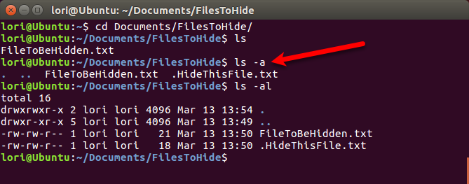 Lihat file tersembunyi di Terminal di Linux