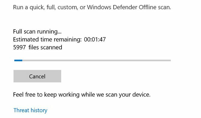 Pemindaian Antivirus Windows Defender
