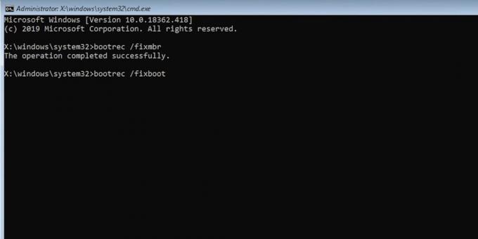 tangkapan layar bootrec di command prompt