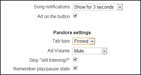 pandora chrome addon