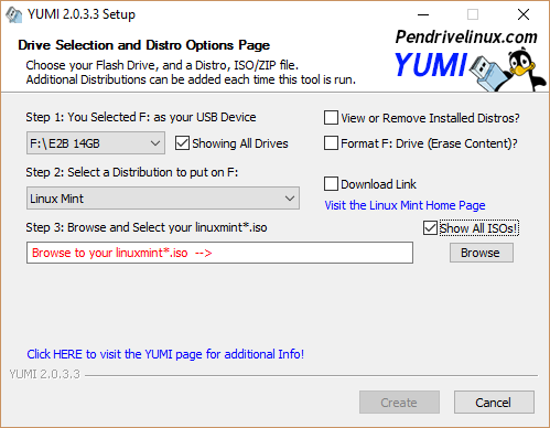 Cara Membuat Bootable Multiboot USB untuk Windows dan Linux Halaman Pembuatan YUMI USB