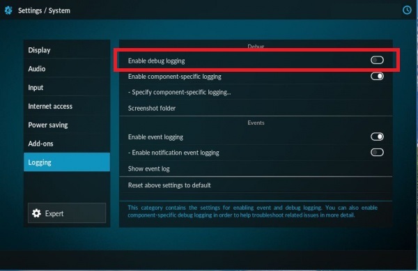 log kodi