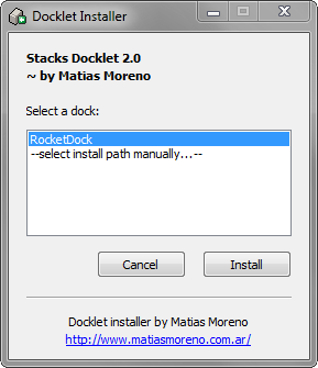 RocketDock + Stacks Docklet: Bukan Hanya Dock, Tapi Solusi Organisasi Desktop Lengkap [Windows] 2013 04 12 22 48 04 Installer Docklet