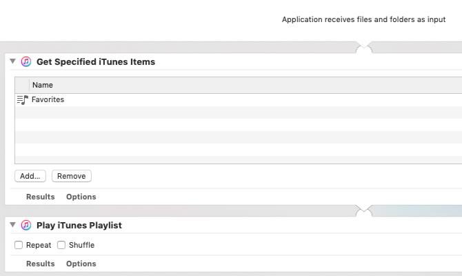 Aplikasi automator untuk memainkan daftar putar yang ditentukan di Mac