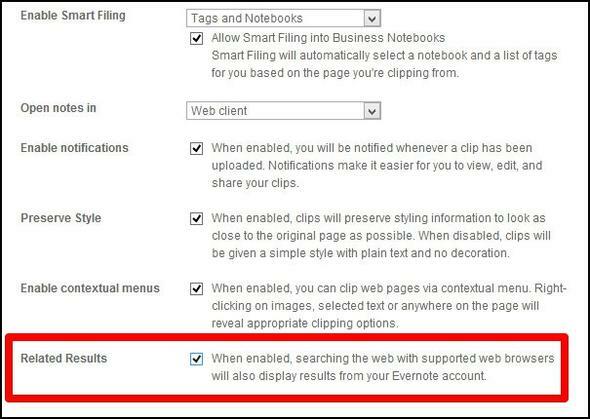 20 Fitur Pencarian Evernote Anda Harus Menggunakan hasil Evernote dalam pengaturan pencarian web clipper