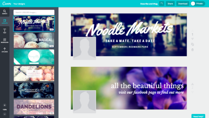 Buat foto sampul facebook dengan template canva