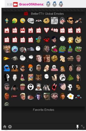 Menu BTTV Emotes