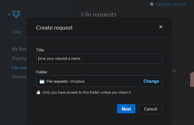 Permintaan File Dropbox