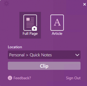 Kirim ke OneNote dari Chrome