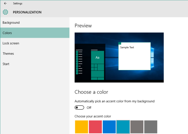 Warna Personalisasi Windows 10