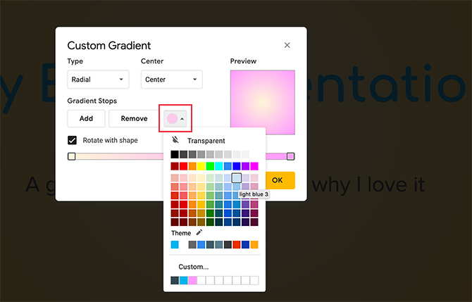 Kustom Google Gradient Slide Ubah Warna Berhenti