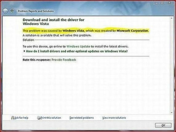 Masalah yang Disebabkan oleh Vista