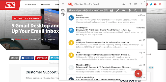 Checker Plus untuk Ekstensi Chrome Gmail