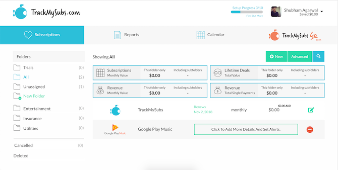 Demo TrackMySubs