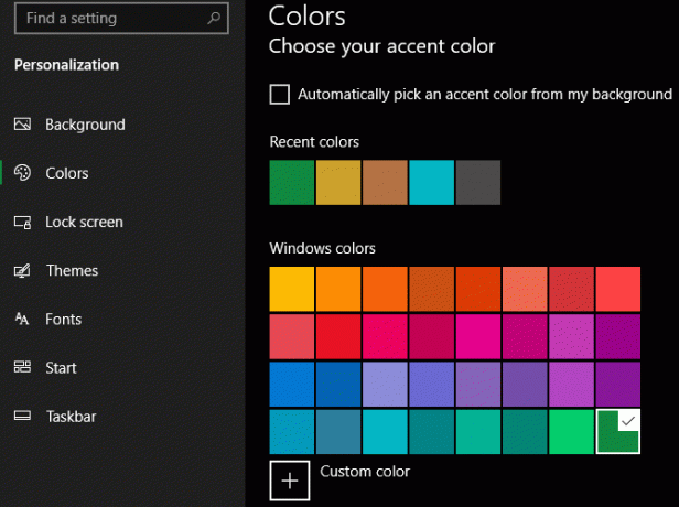 Windows 10 Pilih Warna