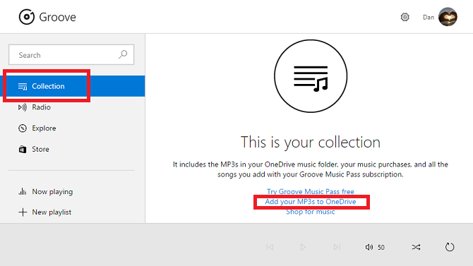 musik alur menambah onedrive