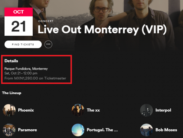 Gunakan Spotify untuk Melihat Jika Band Favorit Anda Memainkan Spotify, harga konser terdekat