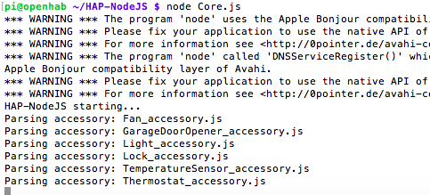 hap-nodejs diinstal