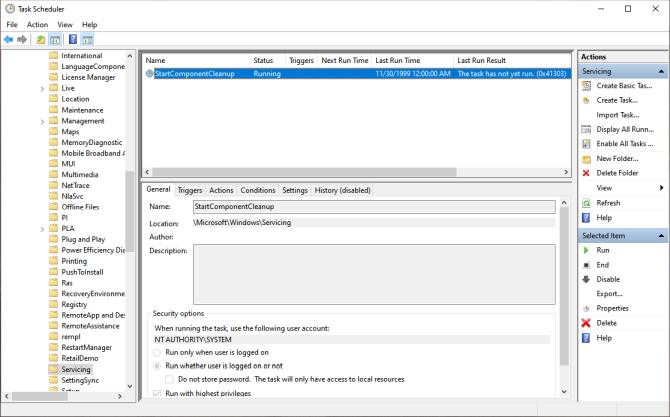 parameter startcomponentcleanup di penjadwal tugas