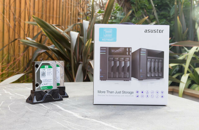 asustor as7004t nas - kotak dan drive