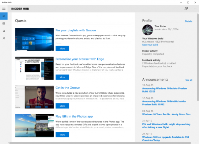 Hub Insider Windows 10