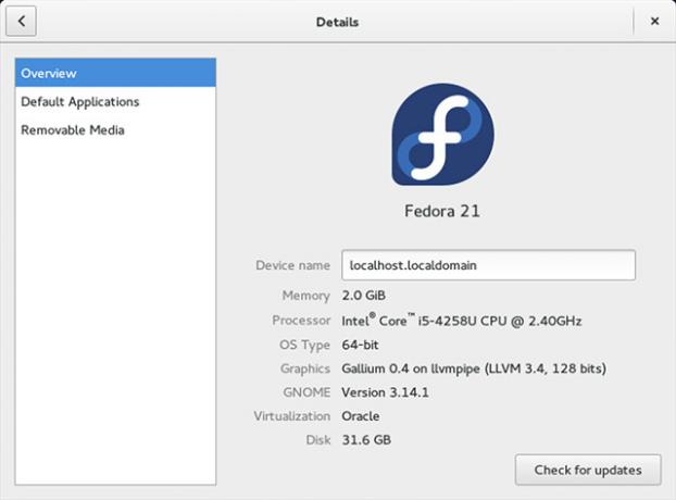 versi fedora21