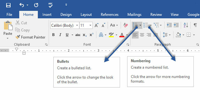 MS Word - Buat Daftar