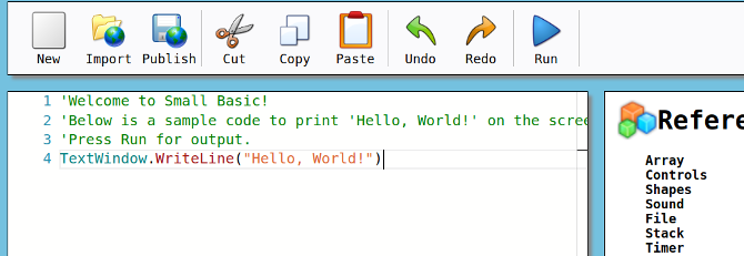 Contoh baru dari Microsoft Smal Basic IDE