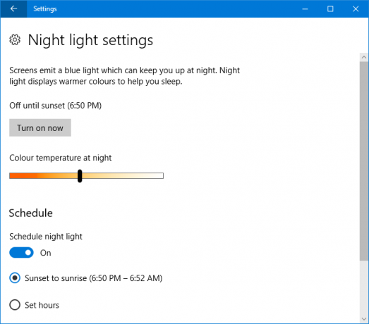 windows 10 night light