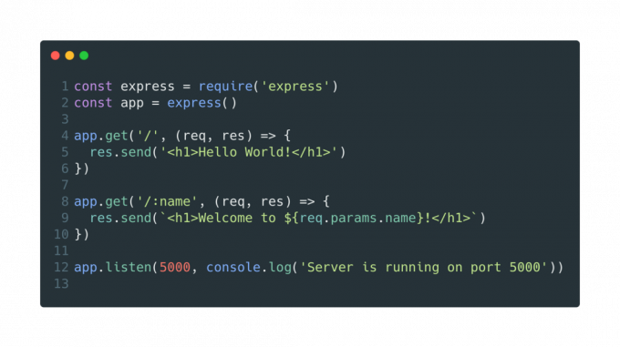 Kode ExpressJS untuk server web