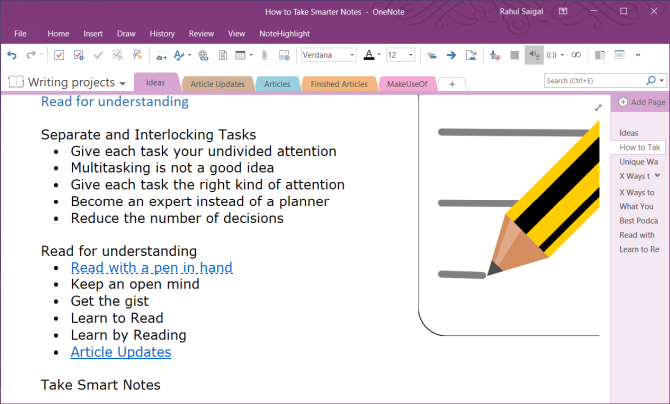 sintaks wiki di OneNote 