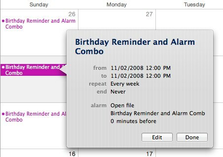 Alarm Ulang Tahun, Pemberitahuan Email Otomatis dan iCal [Khusus Mac] ical1