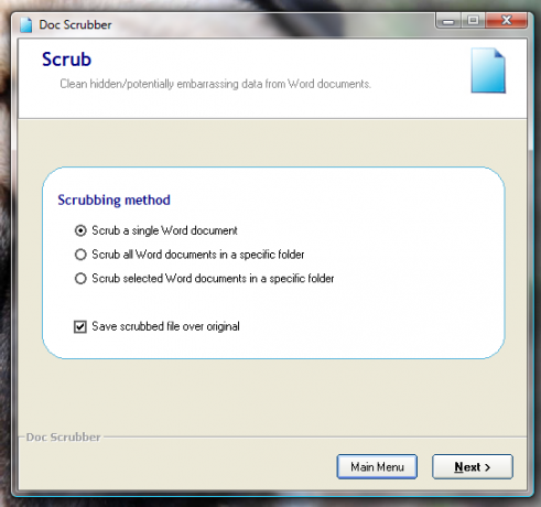 Cara Scrub Metadata Dari Word Documents [Windows] opsi scrub scrscrubber