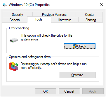 windows-10-pengecekan kesalahan