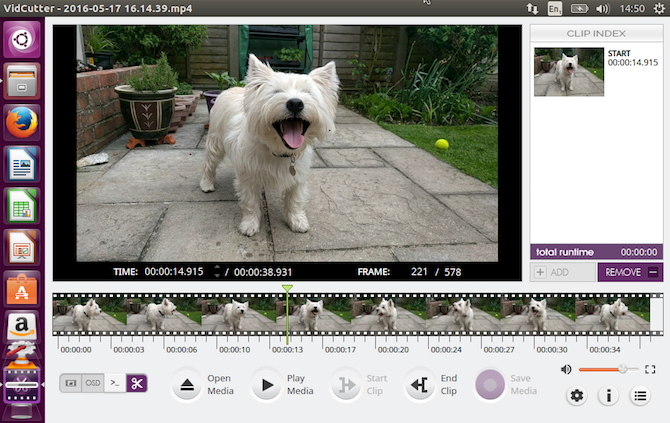 Sebuah video di VidCutter di Linux