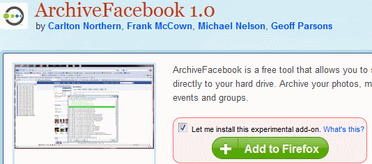 Addon ArchiveFacebook