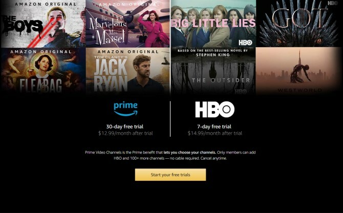 Amazon Prime HBO Uji Coba Gratis