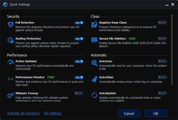 Advanced SystemCare 6 Beta 2.0 - Jendela Dokter Anda Sendiri ASC Windows [AS] Pengaturan Cepat