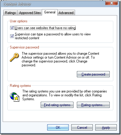 kontrol orangtua untuk internet explorer