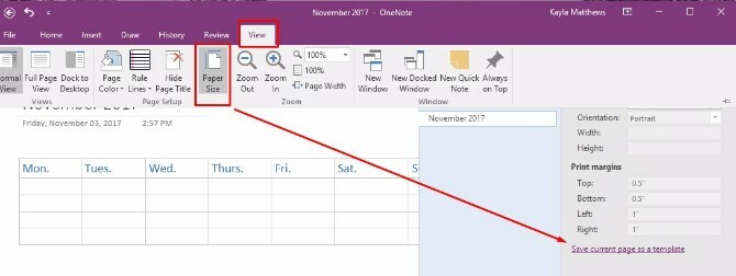 buat templat kalender onenote