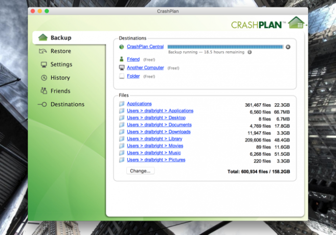 Aplikasi Crashplan di Mac