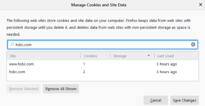 Firefox mengelola cookie