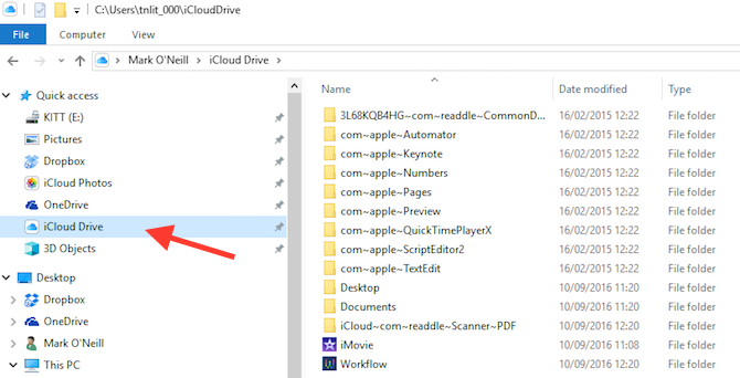 Panel Kontrol iCloud di Screenshot Windows File Explorer