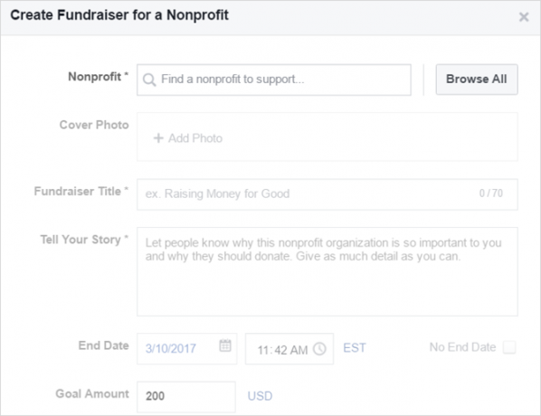 Fitur Facebook Luar Biasa Anda Tidak Pernah Memikirkan Klik web FacebookCreateFundraiser