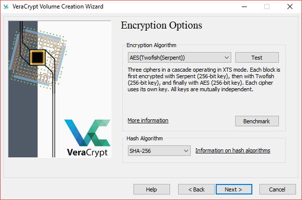 algoritma enkripsi wizard pembuatan volume veracrypt