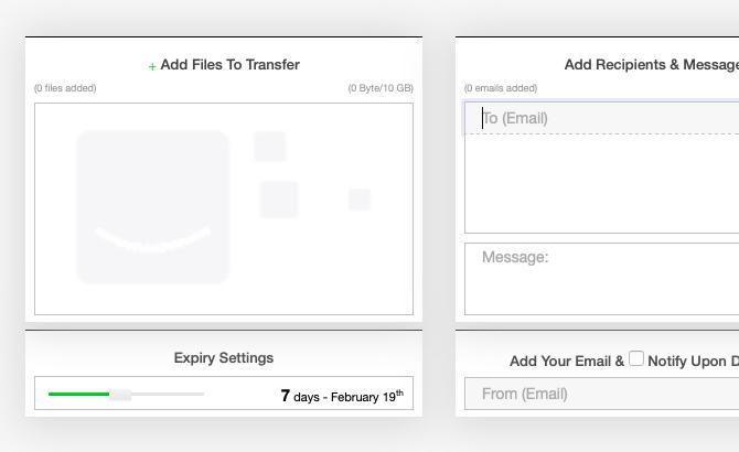 Antarmuka pengunggah file SendTransfer