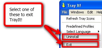 Minimalkan Program ke System Tray dengan TrayIt! keluar dari baki