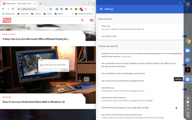 Layar Split Chrome OS