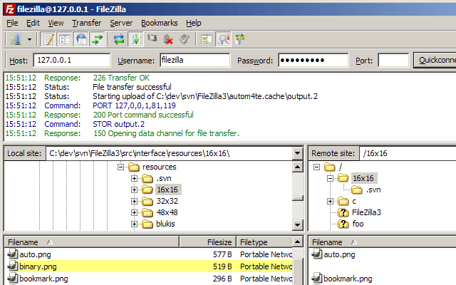 Ini adalah tangkapan layar dari salah satu yang terbaik dari program Windows FTP. Ini disebut FileZilla