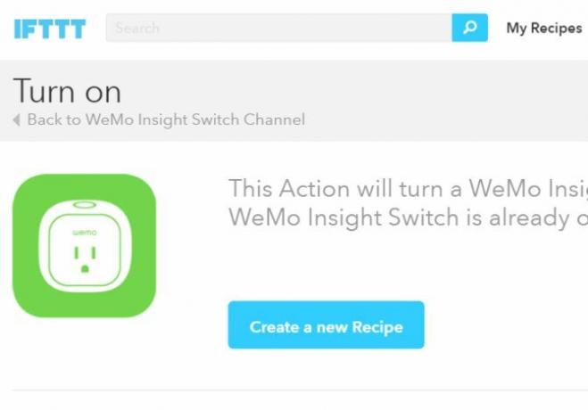 WeMo Maker IFTTT Recipe Enable Switch